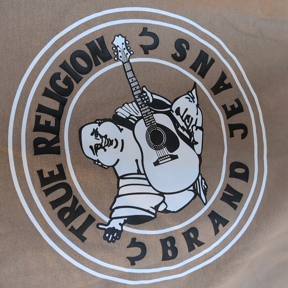 NWT True Religion Brand Jeans Size L Tan/Brown Zip Up Hoodie With Buddha Logo - Picture 7 of 8